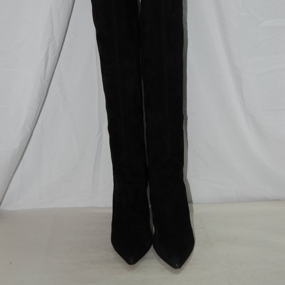 39/8.5❤️SAINT LAURENT NIKI Black Leather Over Knee Thigh HIGH Heels BOOTS ITALY - Picture 2 of 16